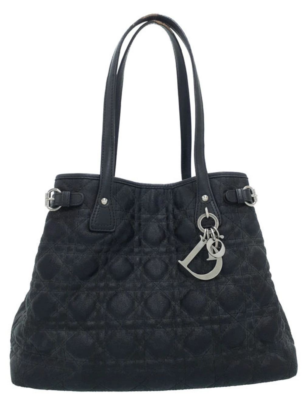Christian Dior Black Cannage Panarea Tote quilted Black